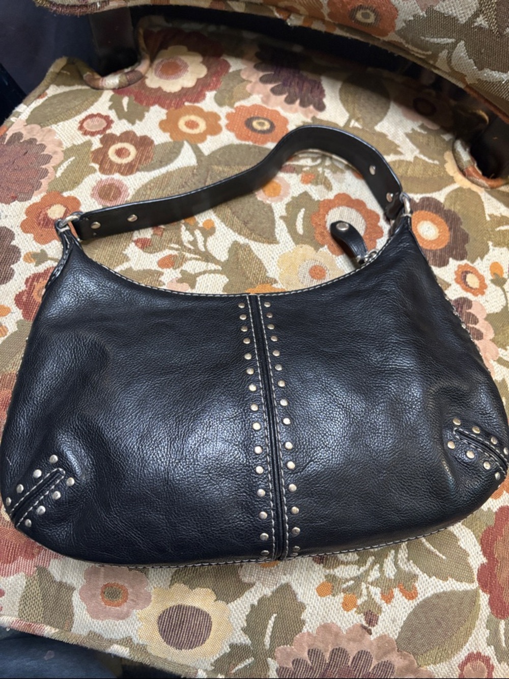 Michael Kors Astor Black Studded Shoulder Hobo Bag - Picture 2 of 9
